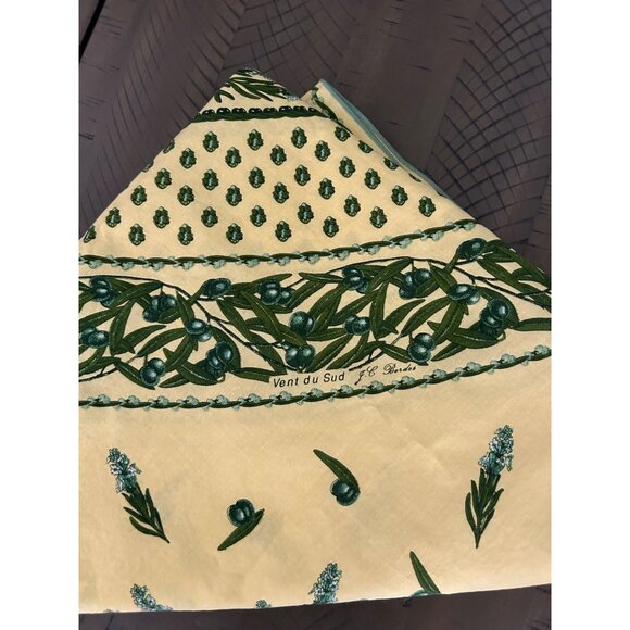 Vent Du Sud Tablecloth France Yellow Teal and Green Floral 70" Square - Picture 2 of 5